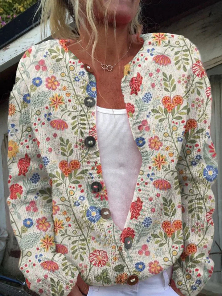 Florentina™ – Elegant Cardigan with Floral Detail
