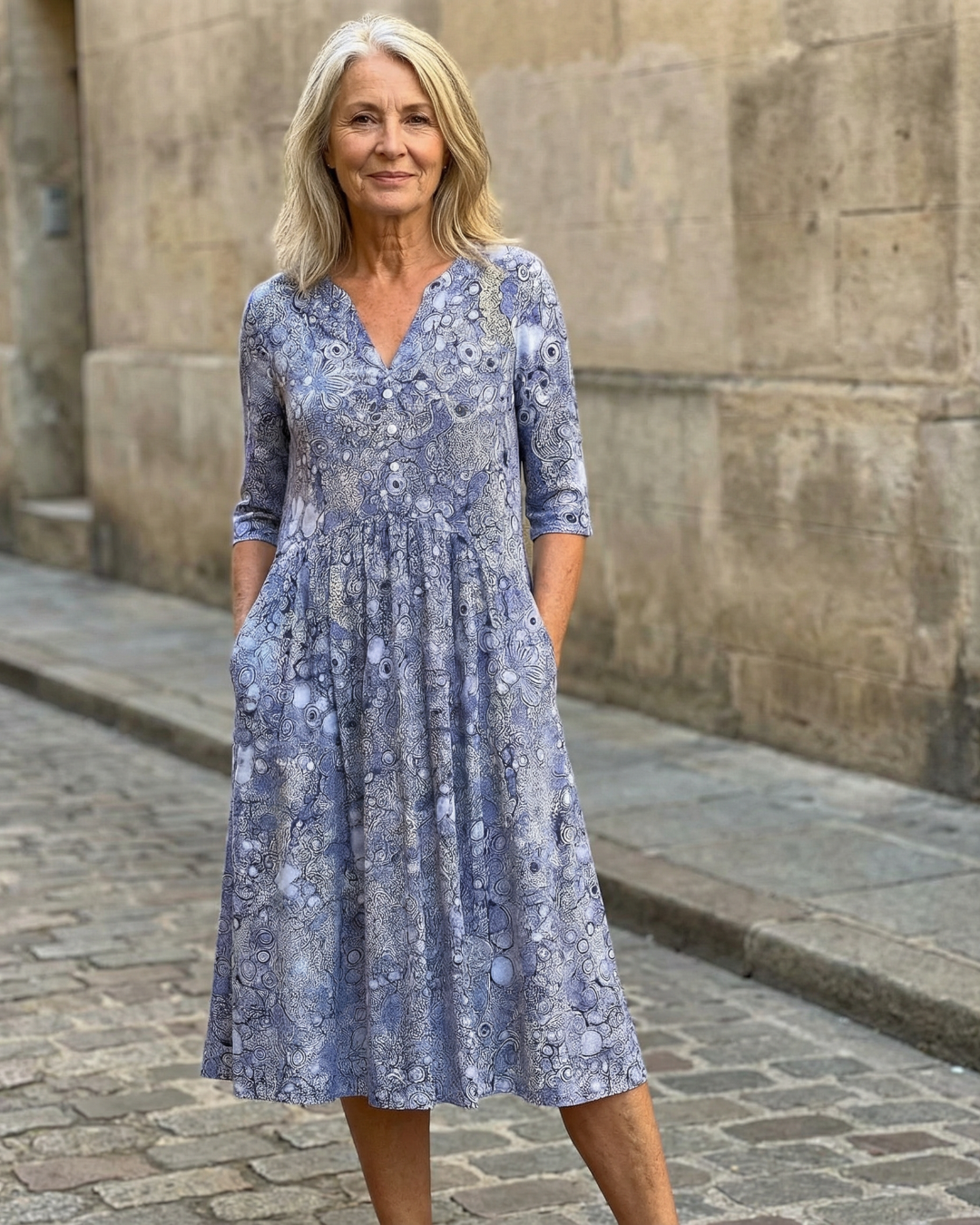 Harlow | Graceful V-Neck Elegance Midi Dress