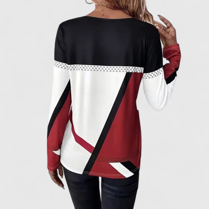 Kristah™ Women's Colorblock Long Sleeve Sweater – Elegant Casual Top