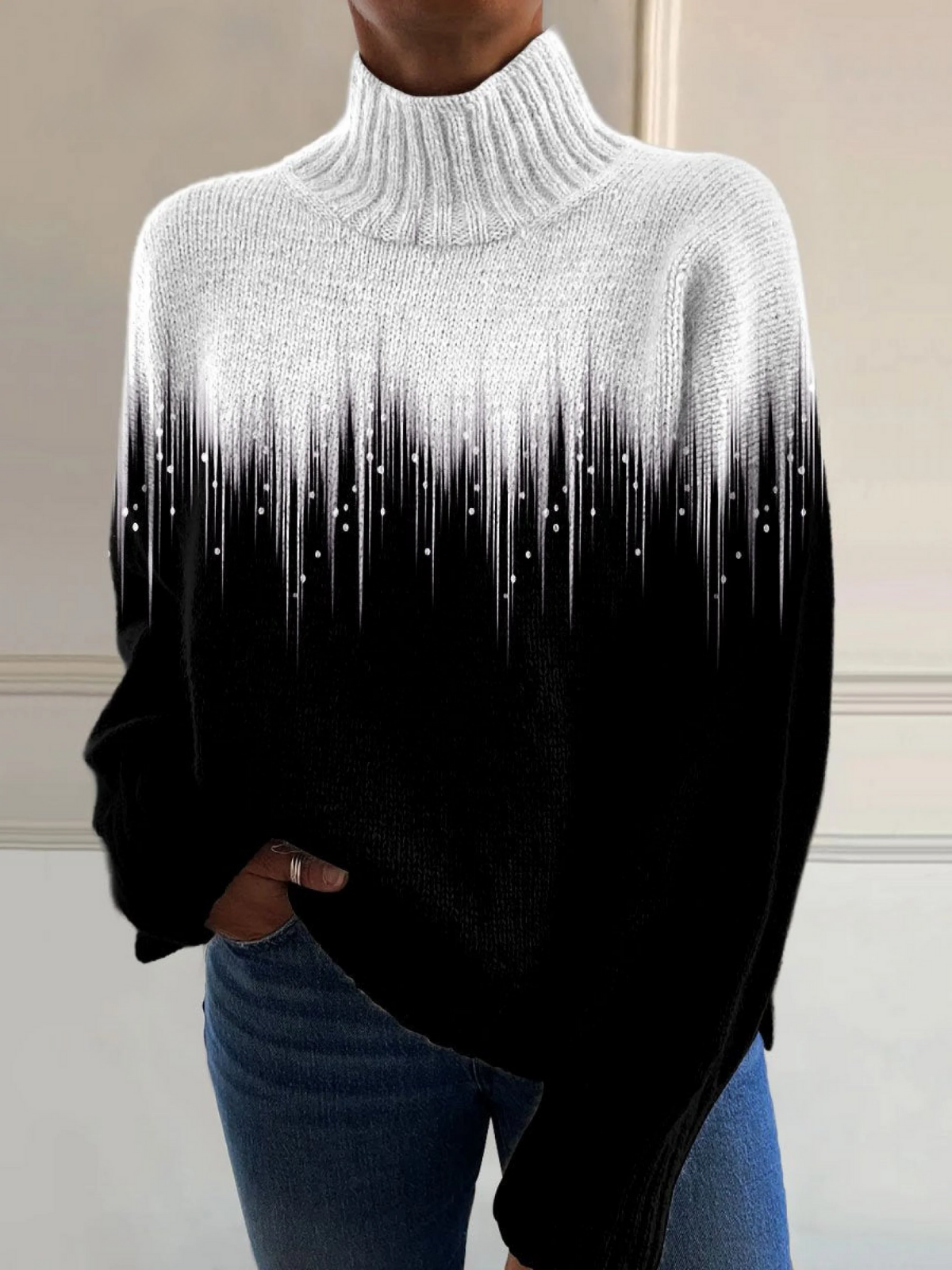 Elle | Romantic flash ray print turtleneck sweater