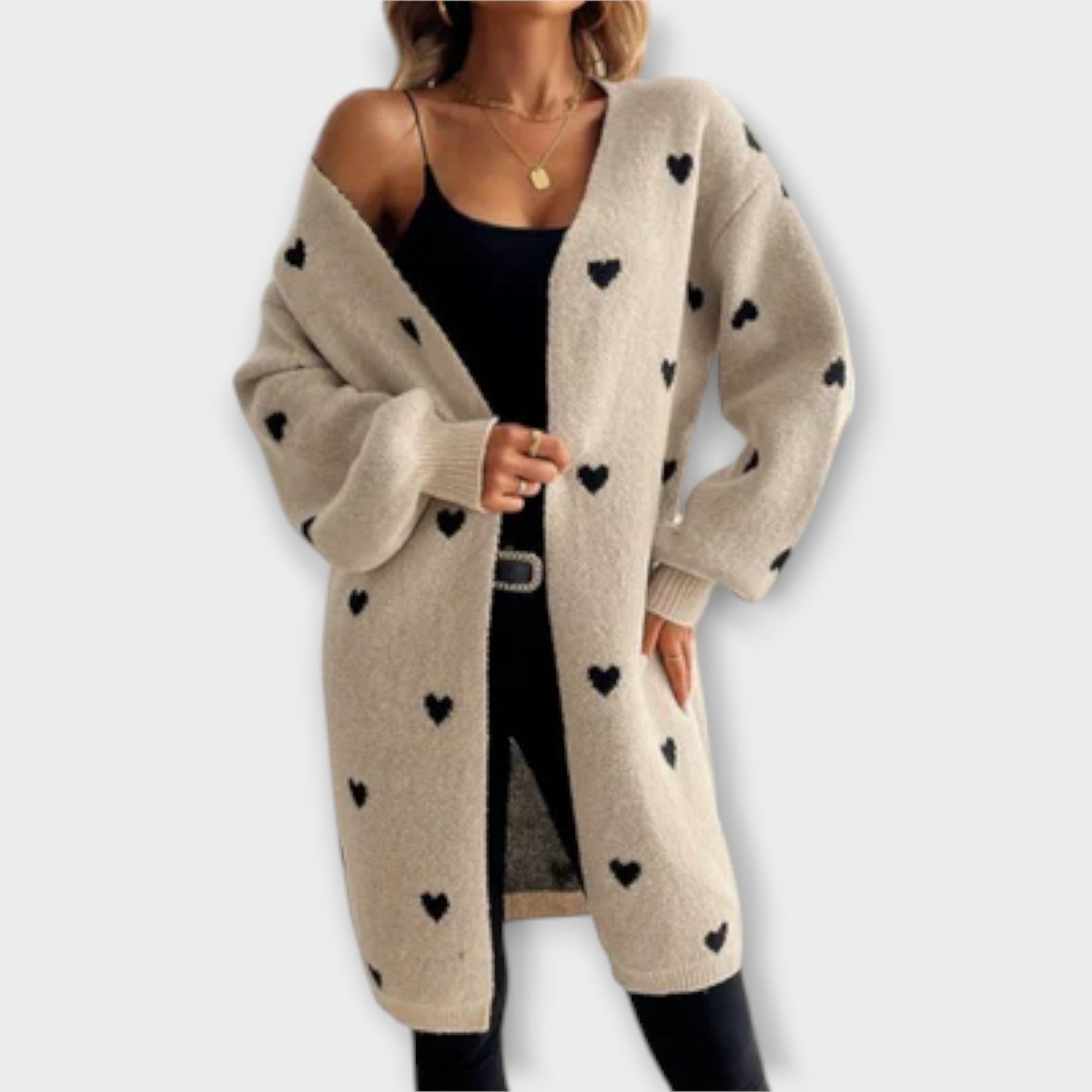 Chona™ – Soft Cardigan with Heart Print