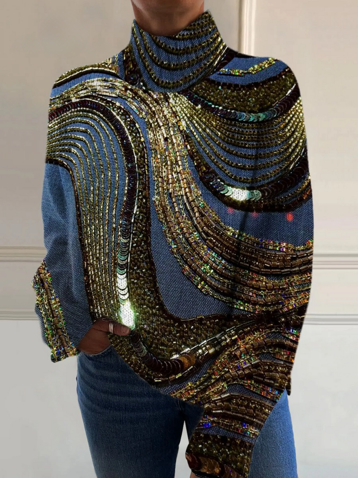 Elle | Luxury beaded sweater in casual style