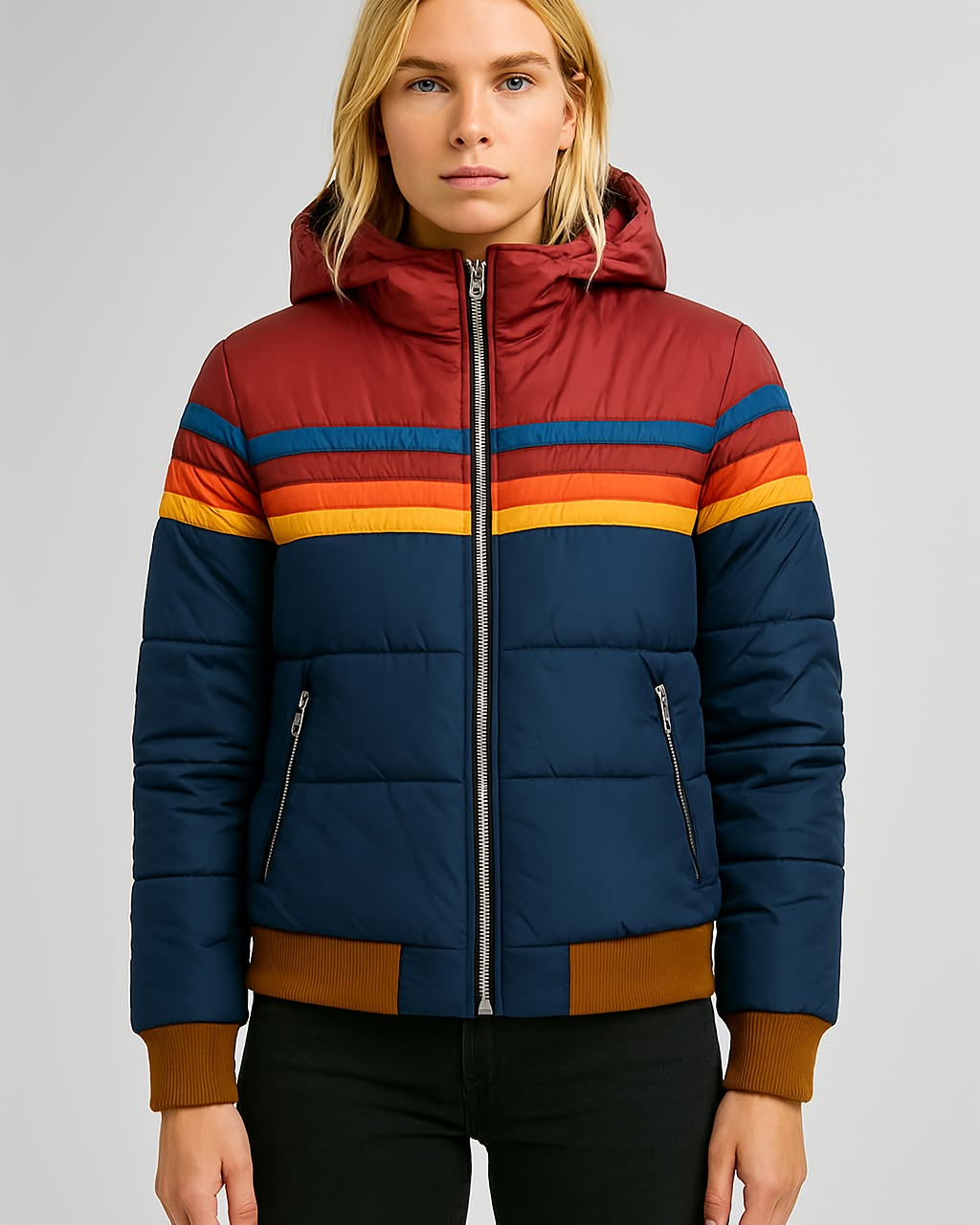 Melody | Retro Stripe Puffer Jacket