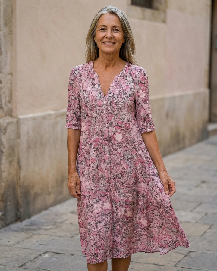 Harlow | Graceful V-Neck Elegance Midi Dress
