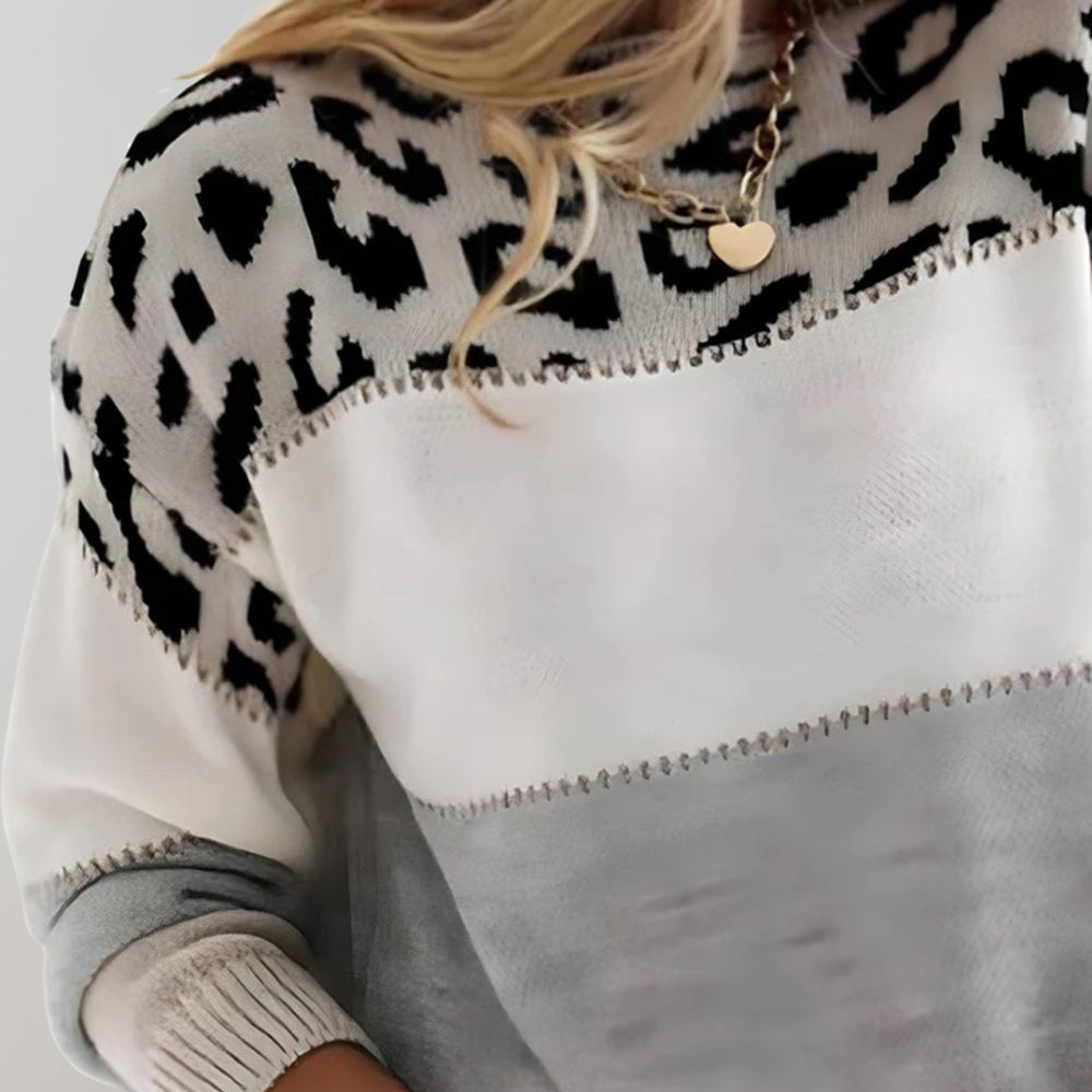 Eleanor™ | Leopard Accent Knit Sweater