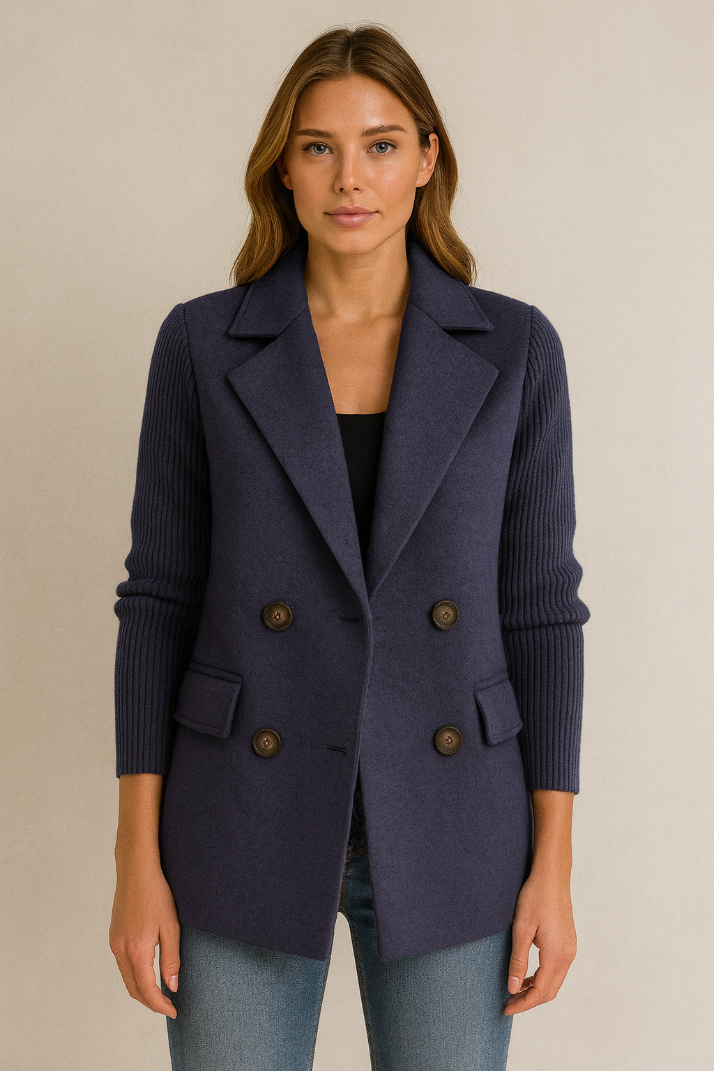 AMA - KNIT-SLEEVE BLAZER