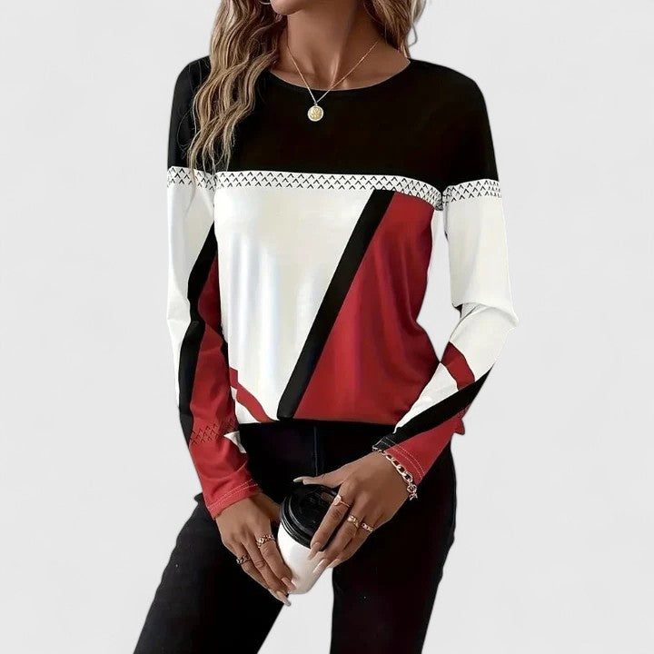 Kristah™ Women's Colorblock Long Sleeve Sweater – Elegant Casual Top