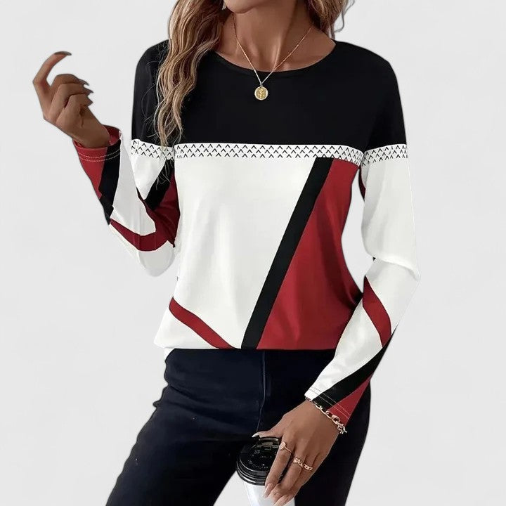 Kristah™ Women's Colorblock Long Sleeve Sweater – Elegant Casual Top
