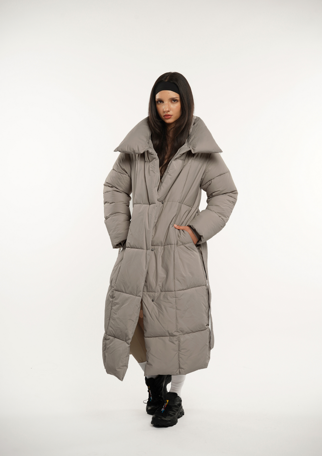 BLAIRE | EXTRA LONG LENGTH BULETED BUTTON PUFFER JACKET