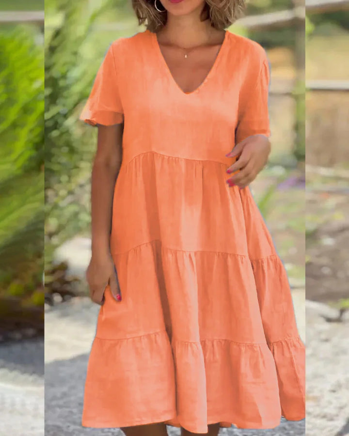Clara Meadow - Tiered V-Neck Dress