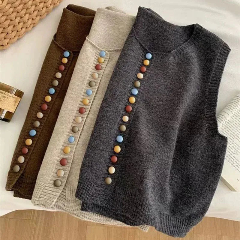 MORGANSON - THE MARIBEL | COLOR-BUTTON KNIT VEST