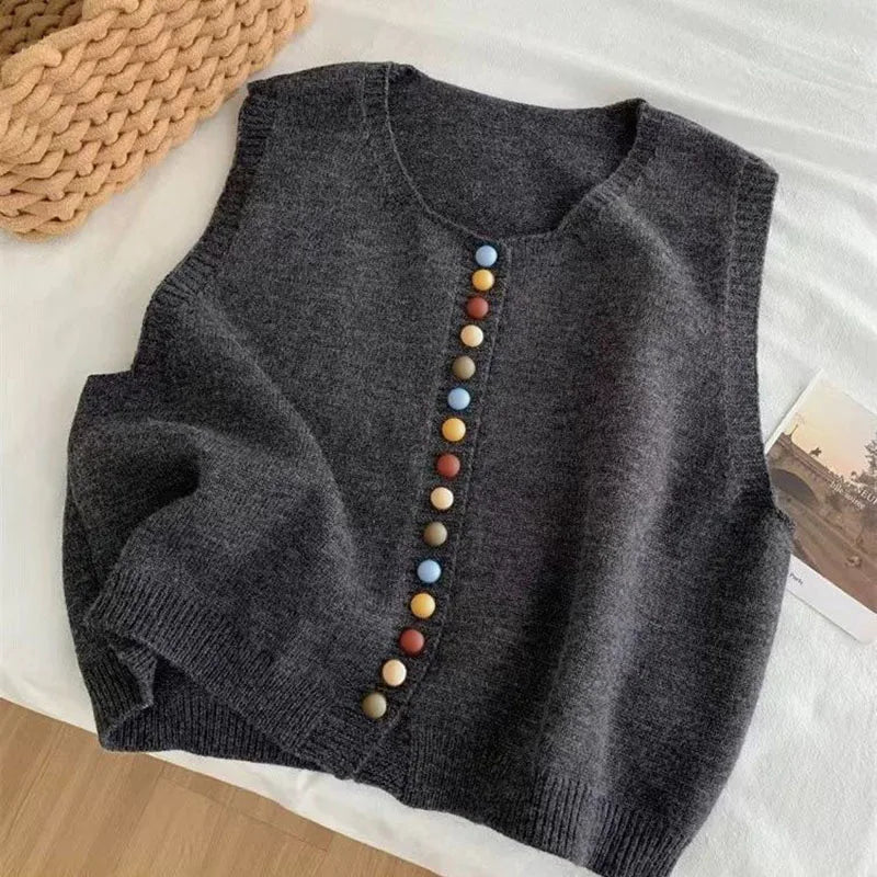 MORGANSON - THE MARIBEL | COLOR-BUTTON KNIT VEST