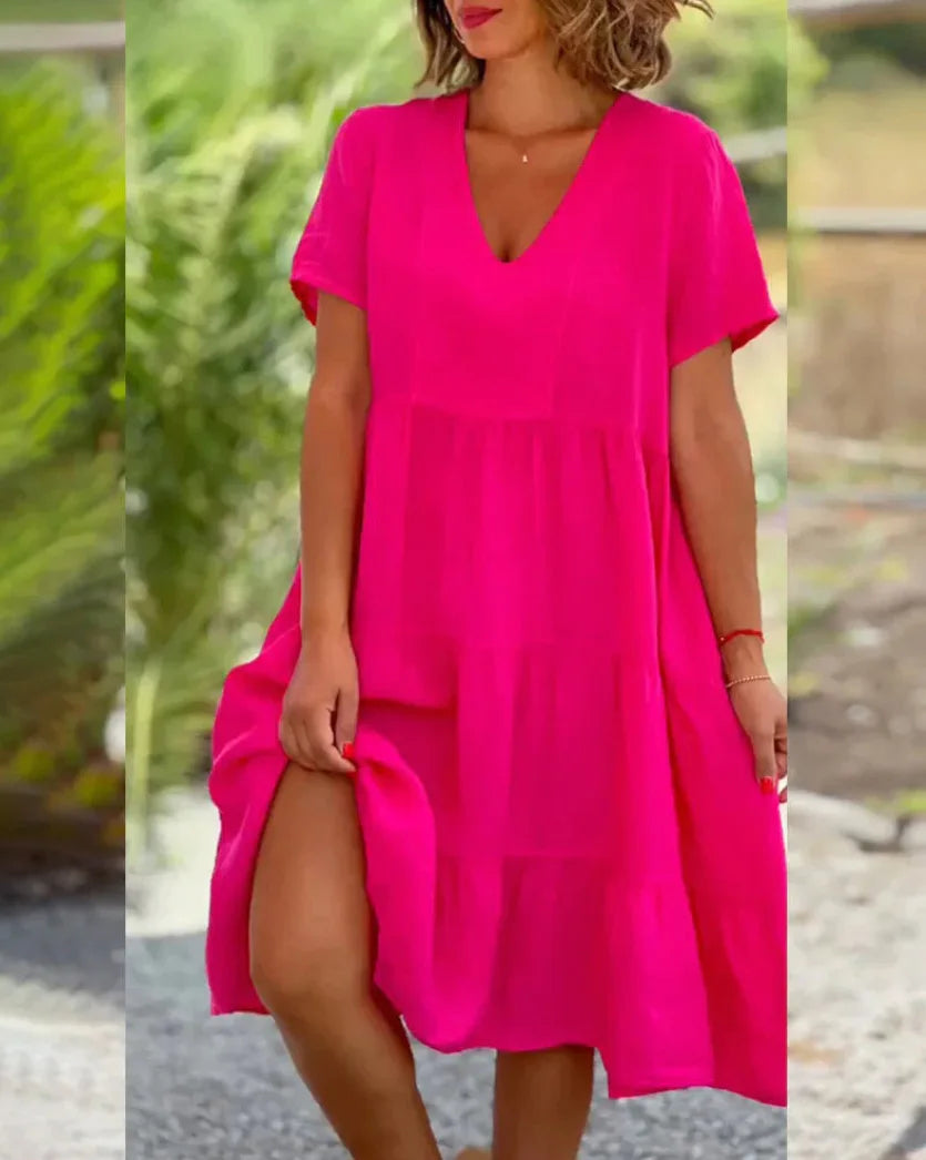 Clara Meadow - Tiered V-Neck Dress