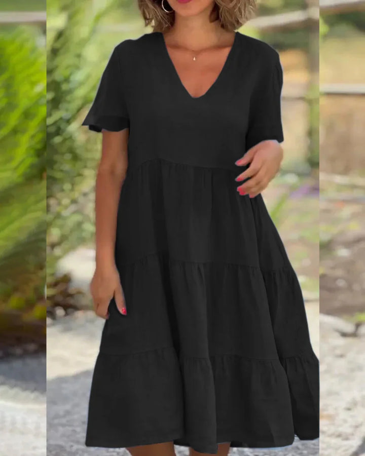 Clara Meadow - Tiered V-Neck Dress
