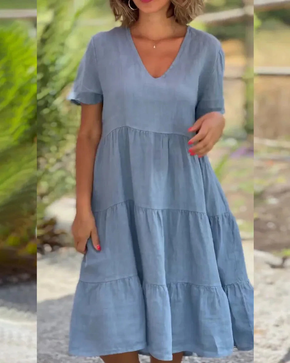 Clara Meadow - Tiered V-Neck Dress