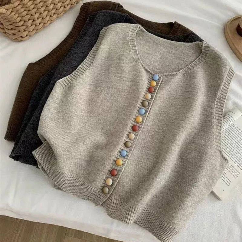 MORGANSON - THE MARIBEL | COLOR-BUTTON KNIT VEST