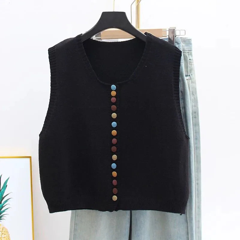 MORGANSON - THE MARIBEL | COLOR-BUTTON KNIT VEST