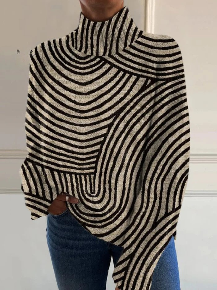 Elle | Vintage hand-drawn print turtleneck sweater