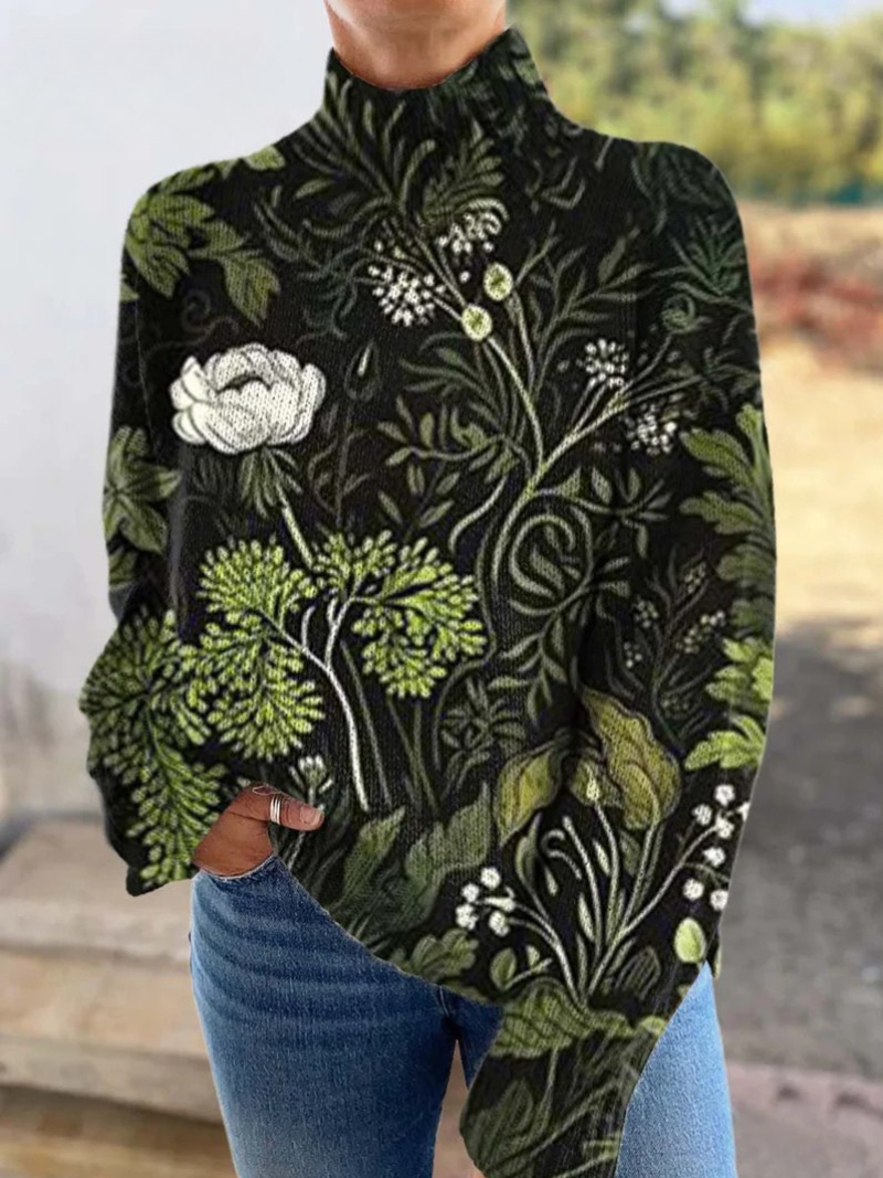 Elle | Vintage botanical floral knit sweater