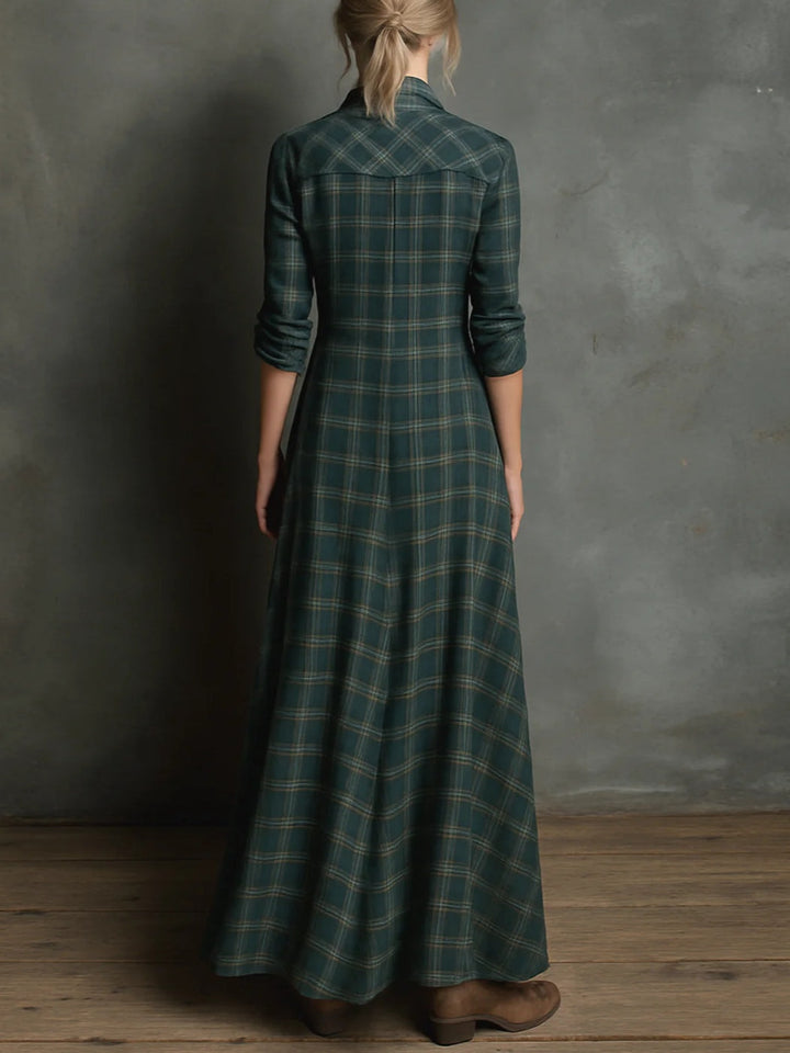 Hazel Blue™ Plaid Long Sleeve Maxi Dress
