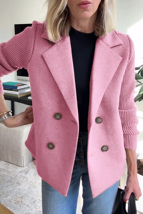 Amora - Elegant Knit-Sleeve Jacket