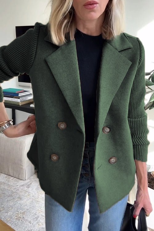 Amora - Elegant Knit-Sleeve Jacket