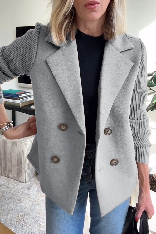 Amora - Elegant Knit-Sleeve Jacket