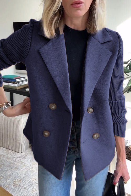 Amora - Elegant Knit-Sleeve Jacket