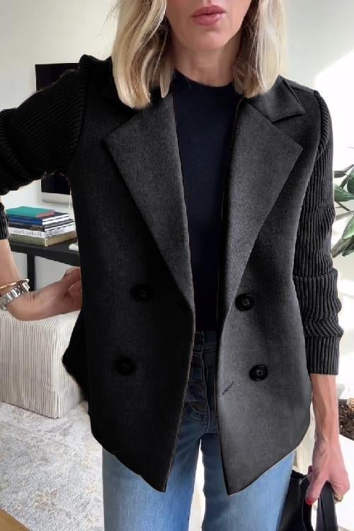 Amora - Elegant Knit-Sleeve Jacket