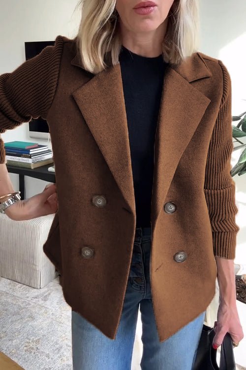 Amora - Elegant Knit-Sleeve Jacket