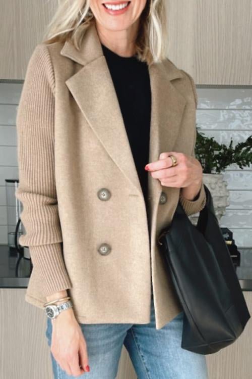 Amora - Elegant Knit-Sleeve Jacket