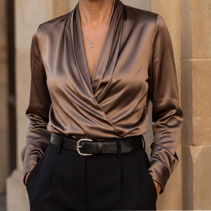 Rosalynn™ Elegant Wrap V-Neck Blouse in Multiple Colors