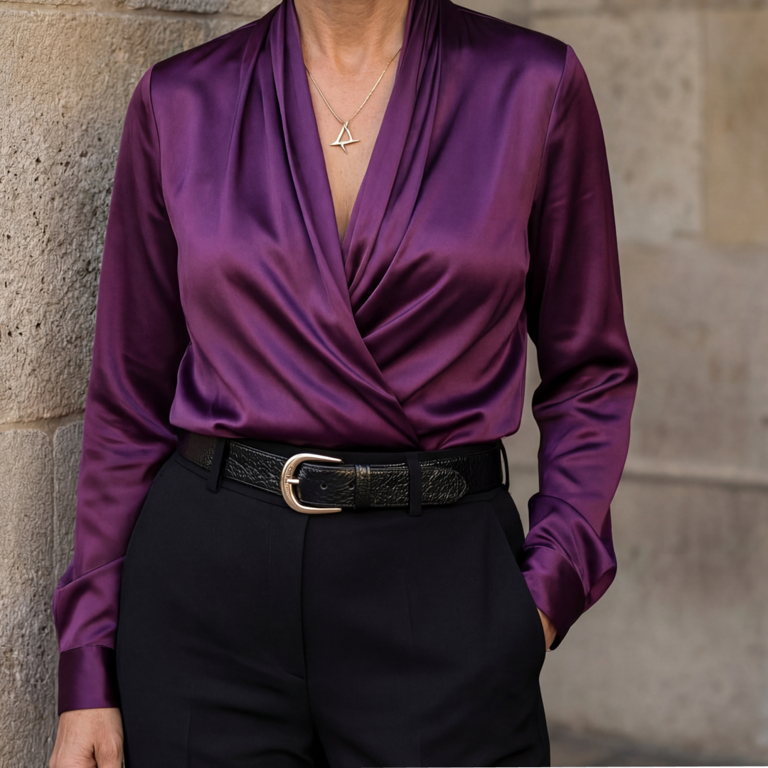 Rosalynn™ Elegant Wrap V-Neck Blouse in Multiple Colors