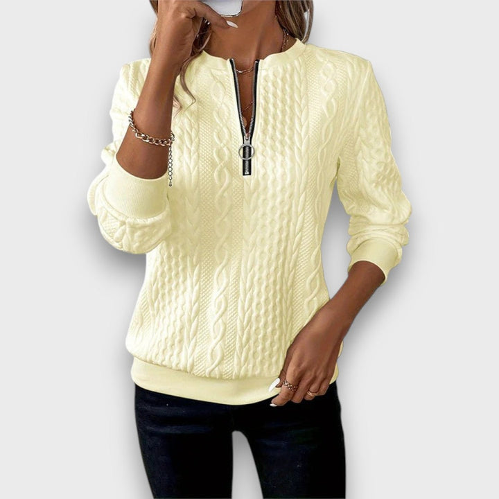 Nora™ - Cable-Knit Zip Front Sweater