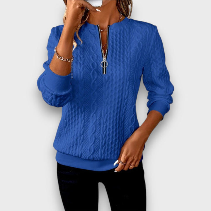 Nora™ - Cable-Knit Zip Front Sweater