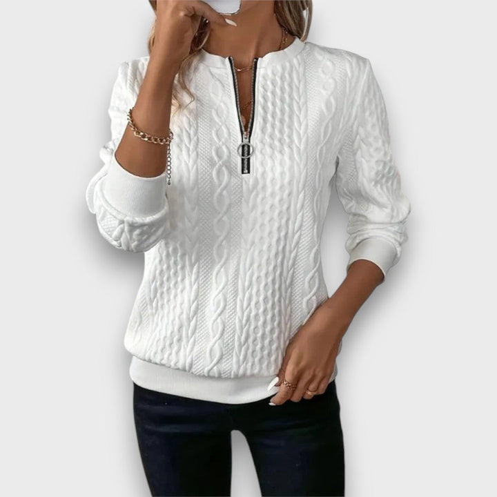 Nora™ - Cable-Knit Zip Front Sweater