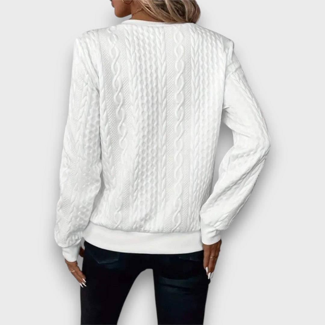 Nora™ - Cable-Knit Zip Front Sweater