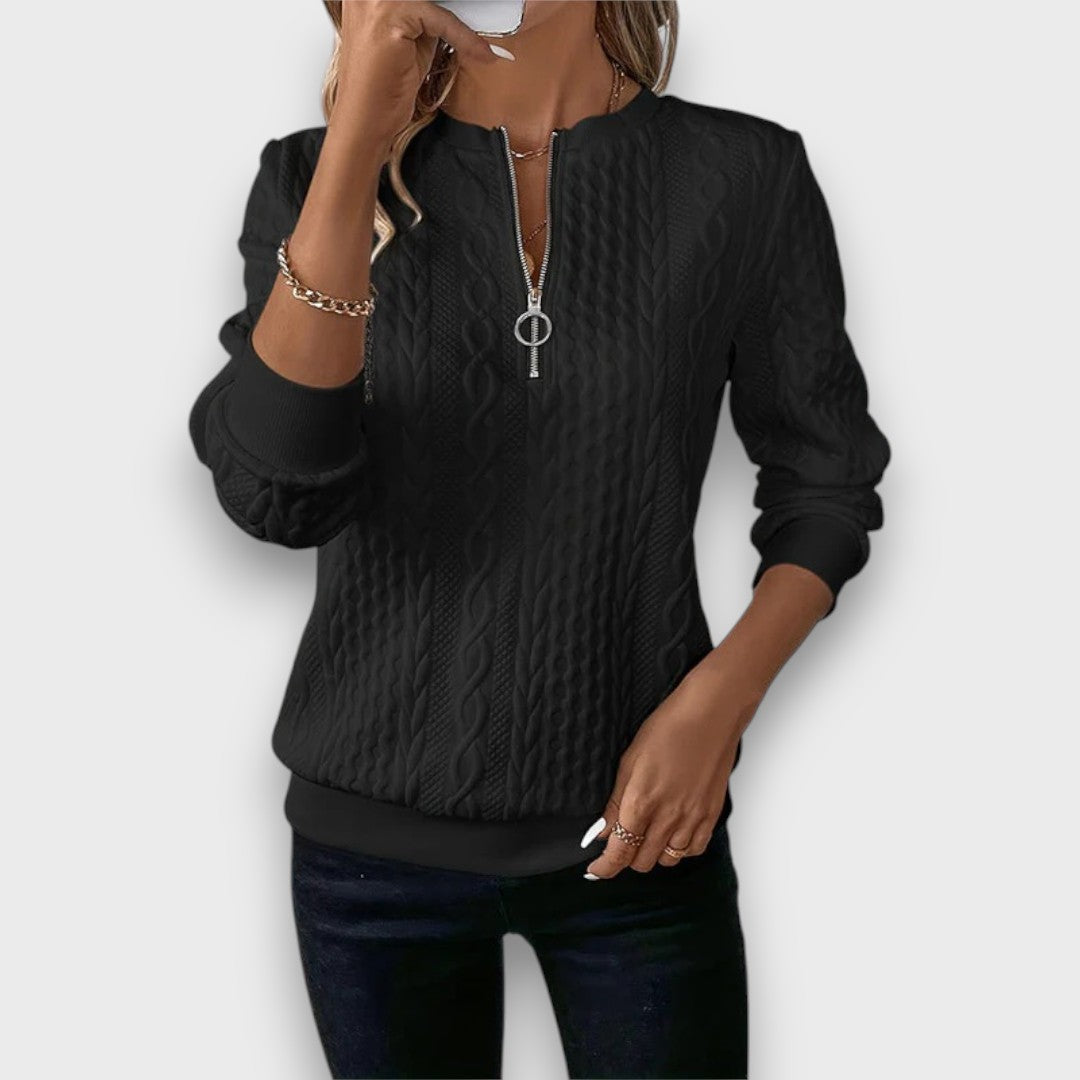 Nora™ - Cable-Knit Zip Front Sweater