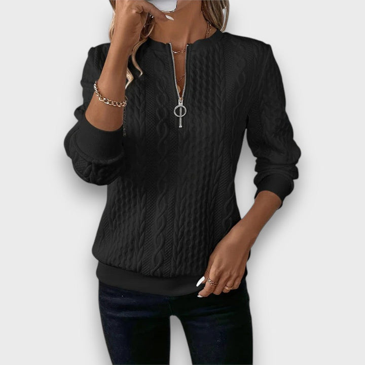 Nora™ - Cable-Knit Zip Front Sweater