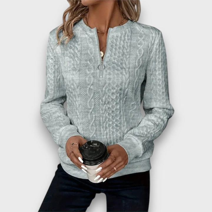 Nora™ - Cable-Knit Zip Front Sweater