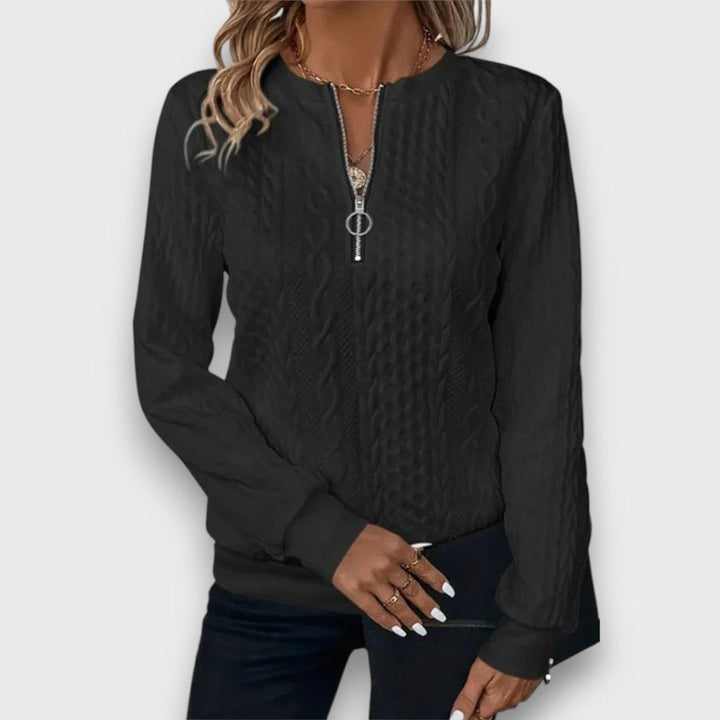 Nora™ - Cable-Knit Zip Front Sweater