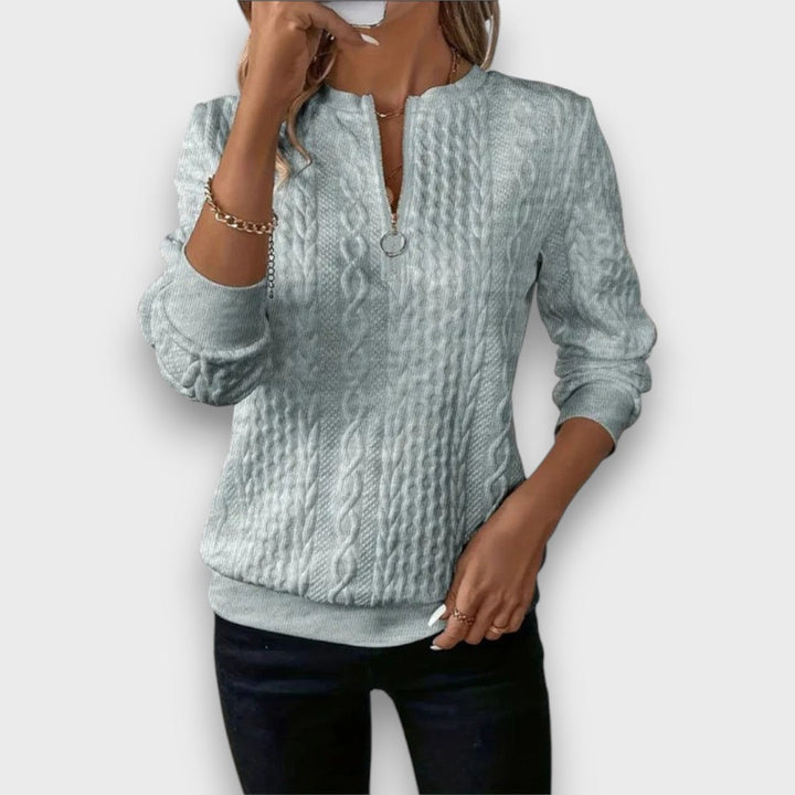 Nora™ - Cable-Knit Zip Front Sweater
