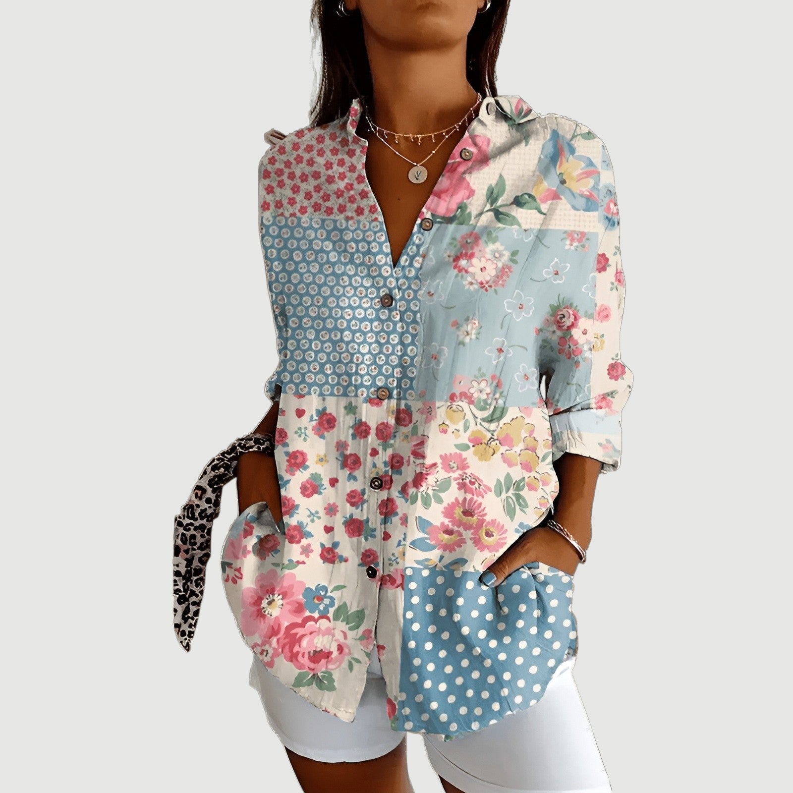 Heity™ - Bluse med colorrigt design
