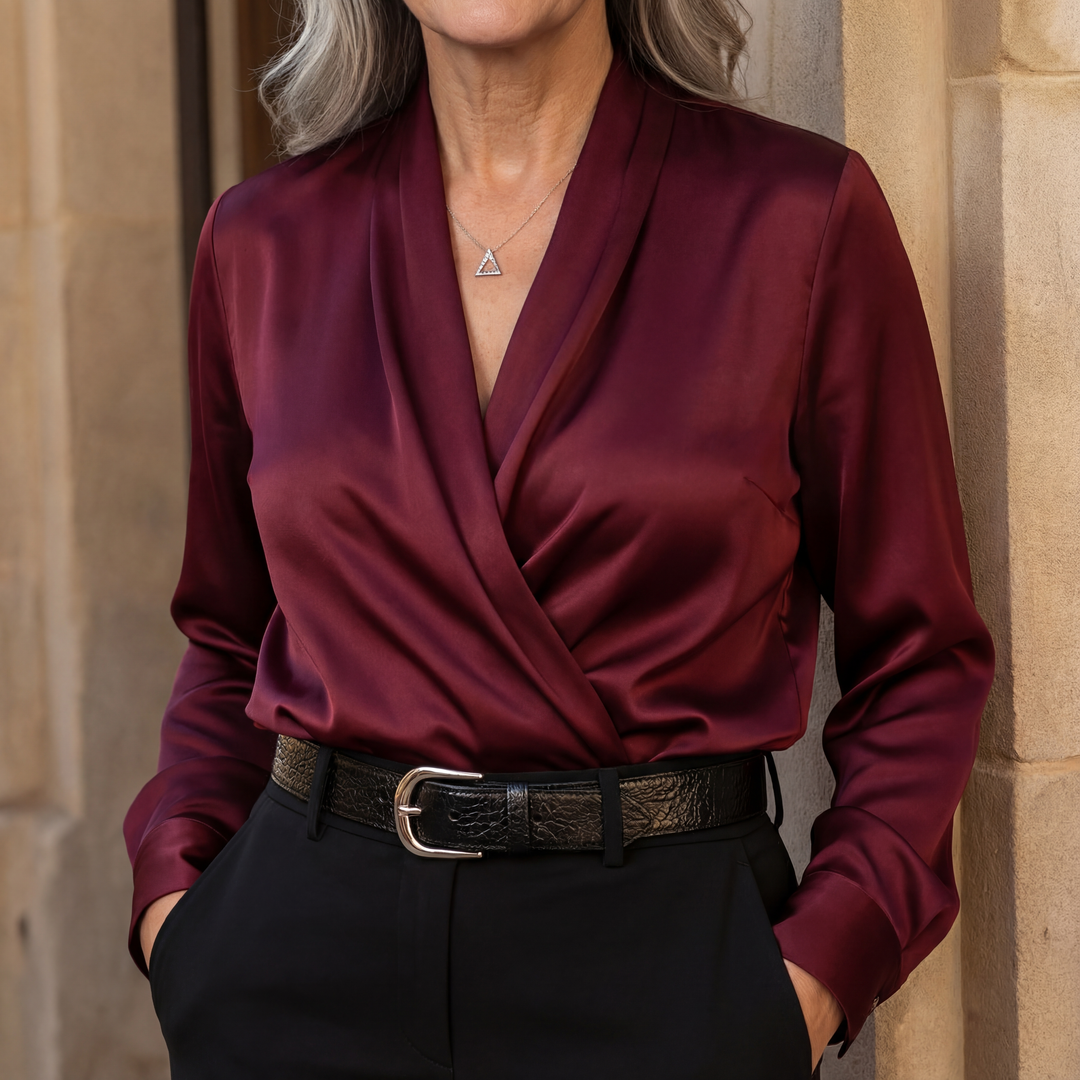 Rosalynn™ Elegant Wrap V-Neck Blouse in Multiple Colors