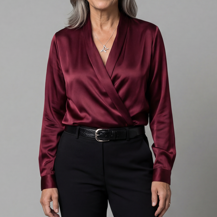 Rosalynn™ Elegant Wrap V-Neck Blouse in Multiple Colors
