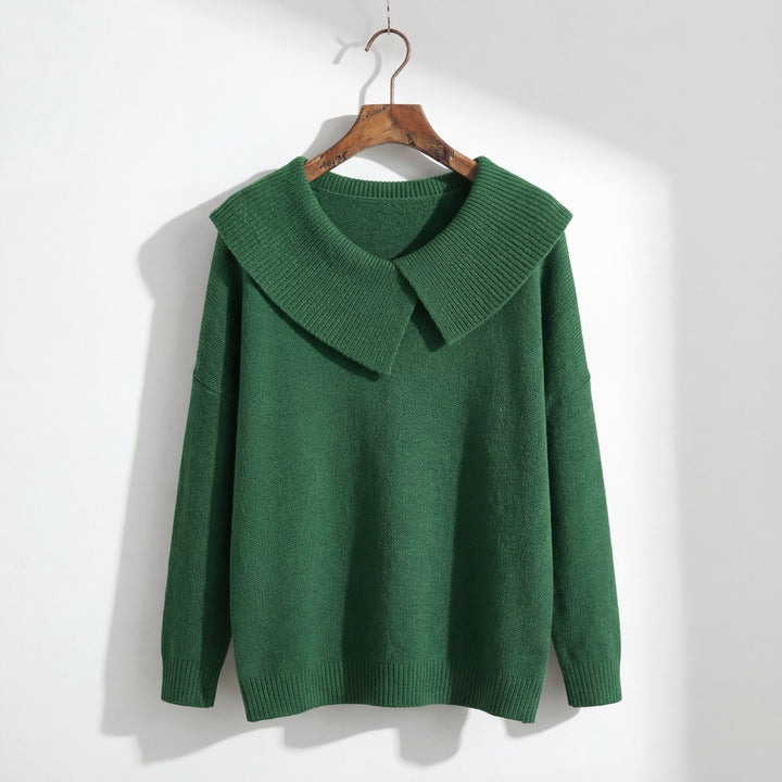 Cassidy Red Wool Blend Warm Sweater with Soft Collar